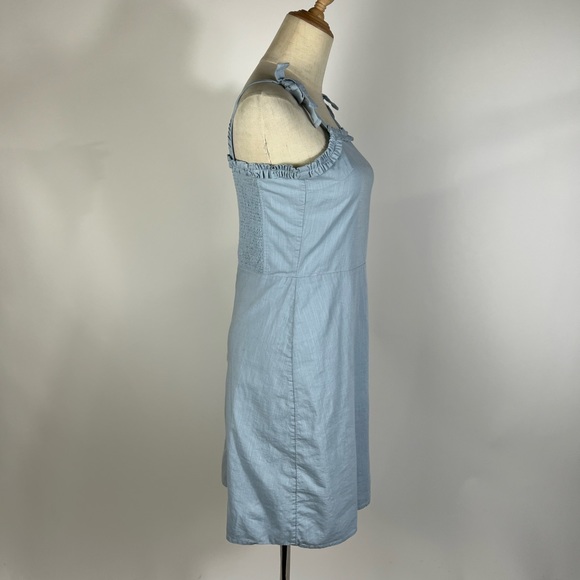 CREWCUTS Girls Cotton Light Blue Tie Strap Smocked Sun Dress 16 - Picture 5 of 9